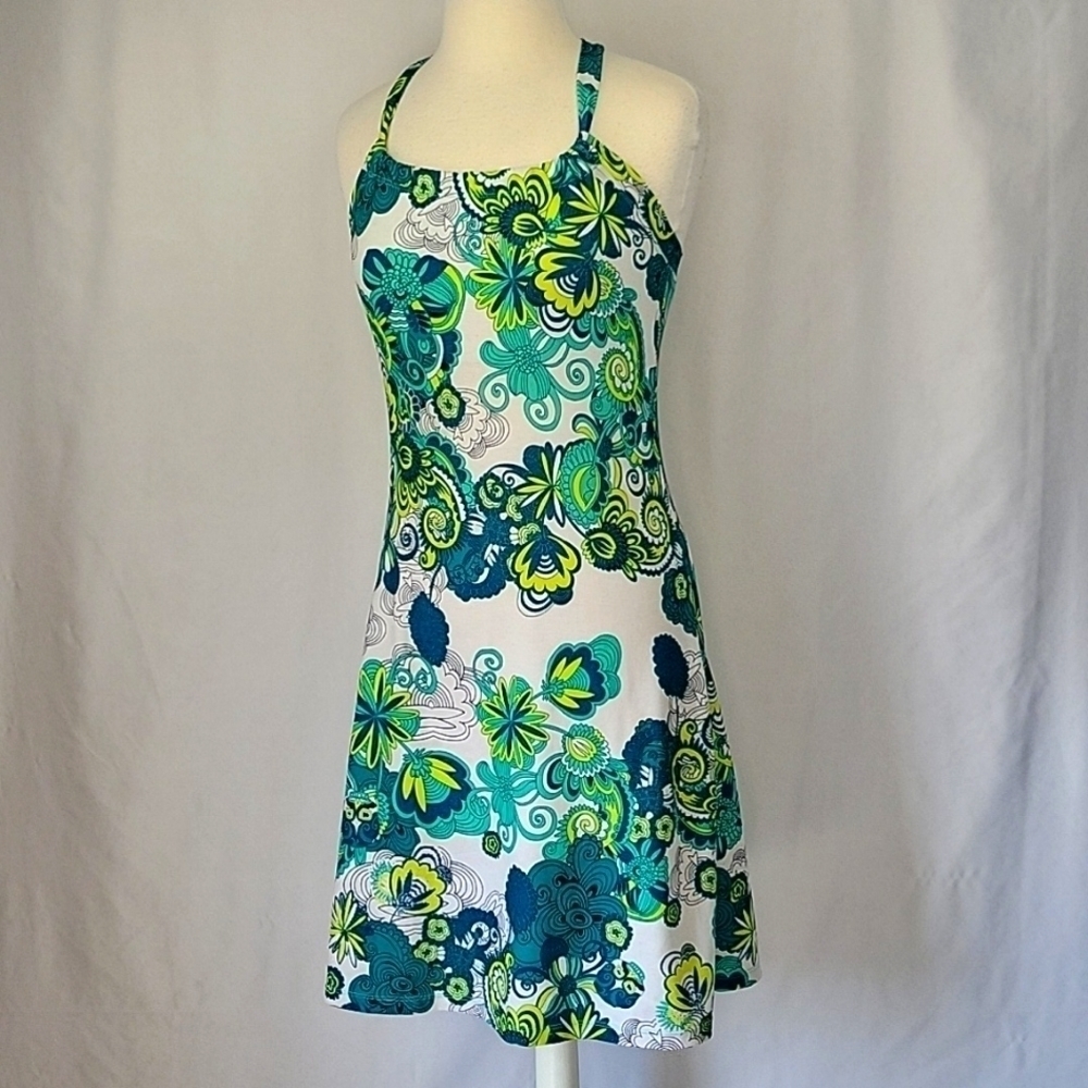 Prana Quinn Paisley Floral Athleisure Dress Green Size Small